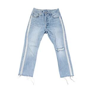 Levi's 501 Jeans Size 26 Rhinestone Side Stripe High Waisted Cropped Straight